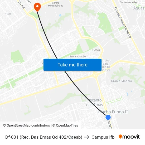 Df-001 (Rec. Das Emas Qd 402/Caesb) to Campus Ifb map