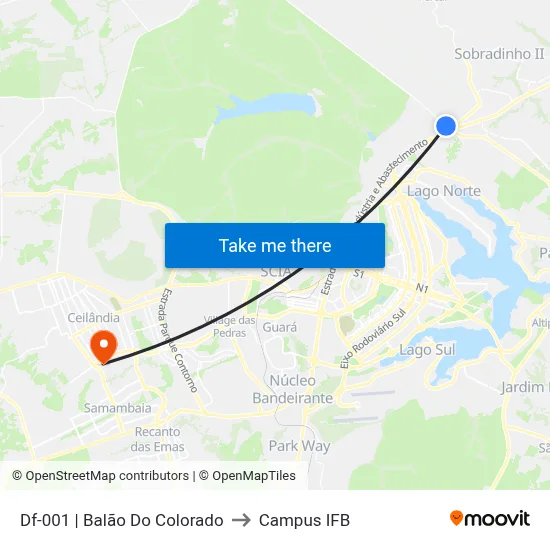 Df-001 | Balão Do Colorado to Campus IFB map