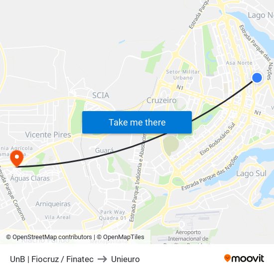 UnB | Fiocruz / Finatec to Unieuro map