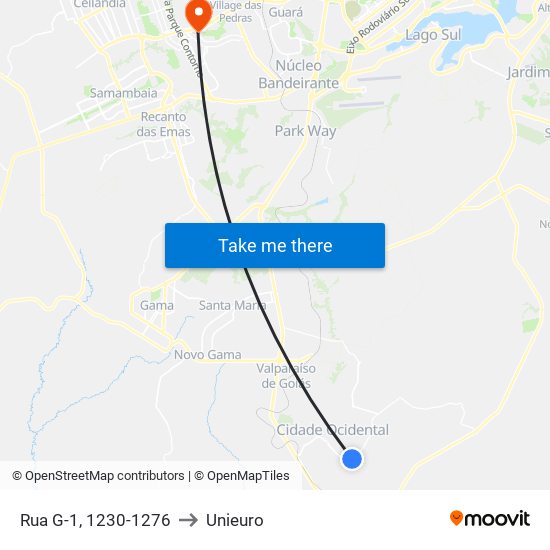 Rua G-1, 1230-1276 to Unieuro map