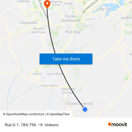 Rua G-1, 784-796 to Unieuro map