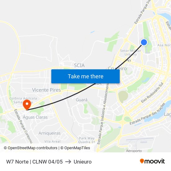 W7 Norte | CLNW 04/05 to Unieuro map