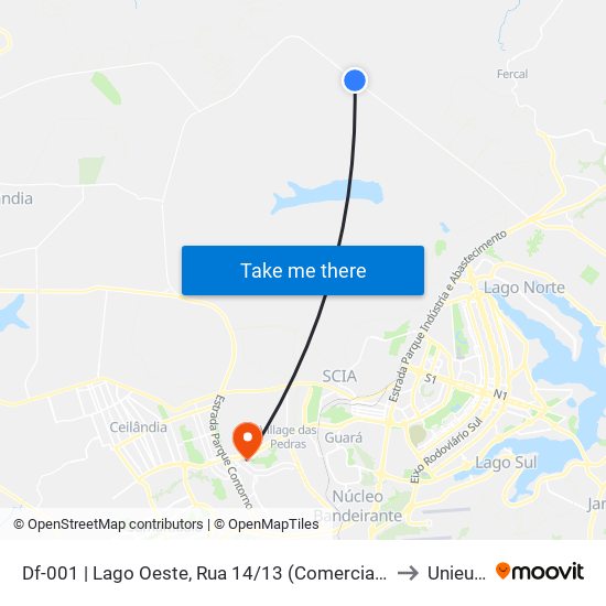 Df-001 | Lago Oeste, Rua 14/13 (Comercial 13) to Unieuro map