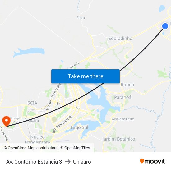 Av. Contorno Estância 3 to Unieuro map
