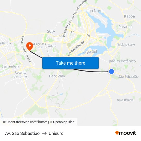 Av. São Sebastião to Unieuro map