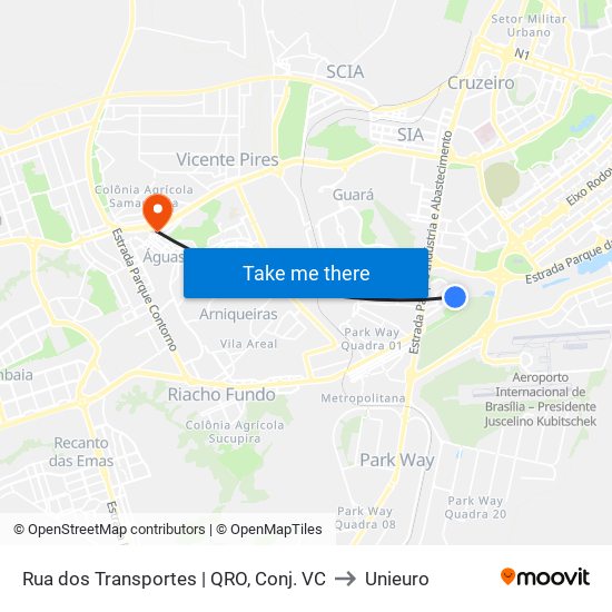 Rua dos Transportes | QRO, Conj. VC to Unieuro map