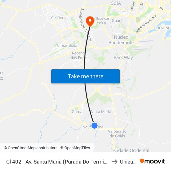 Cl 402 - Av. Santa Maria (Parada Do Terminal) to Unieuro map