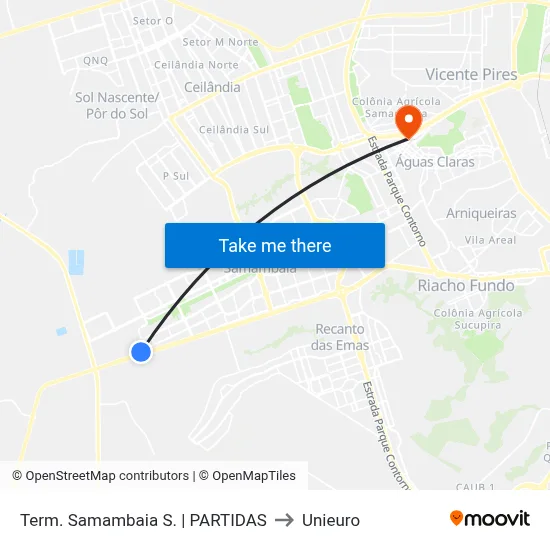 Term. Samambaia S. | PARTIDAS to Unieuro map
