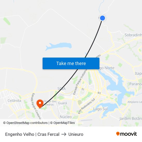 Engenho Velho | Cras Fercal to Unieuro map