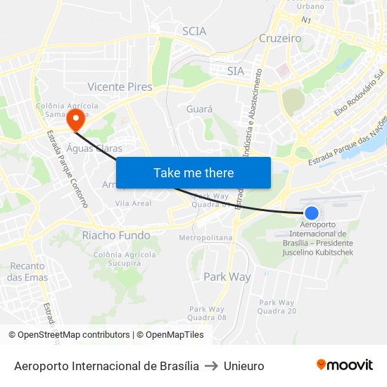 Aeroporto Internacional de Brasília to Unieuro map