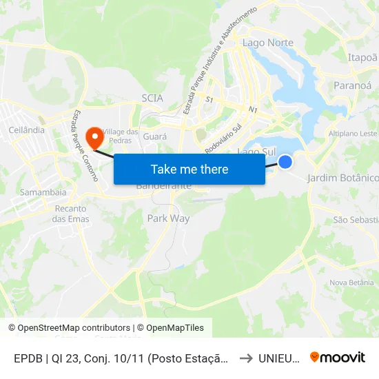 EPDB | QI 23, Conj. 10/11 (Posto Estação 23) to UNIEURO map