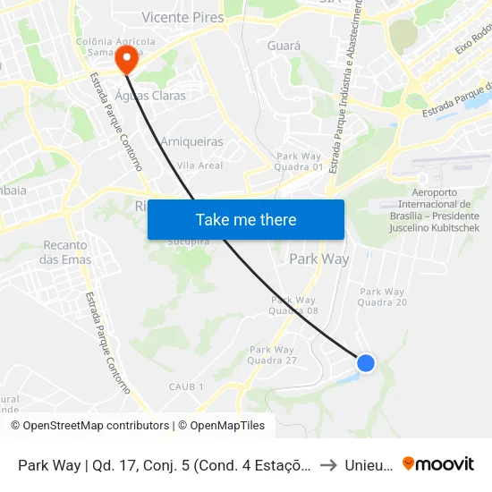 Park Way | Qd. 17, Conj. 5 (Cond. 4 Estações) to Unieuro map