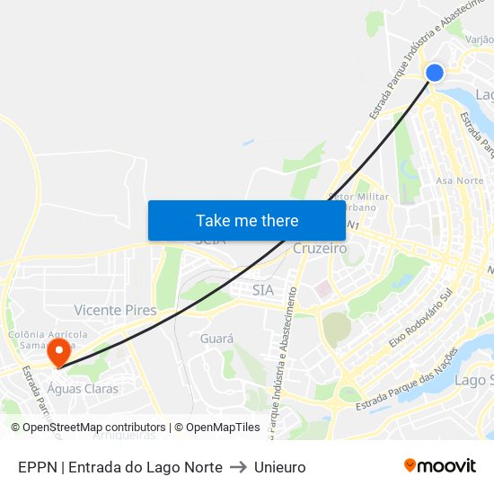 EPPN | Entrada do Lago Norte to Unieuro map