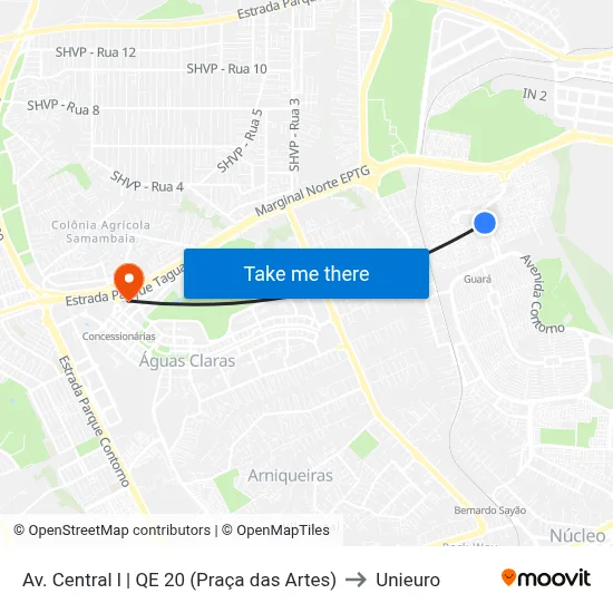 Av. Central l | QE 20 (Praça das Artes) to Unieuro map