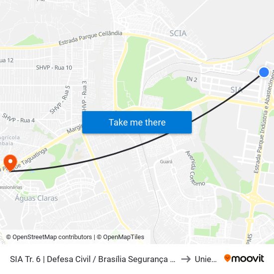 SIA Tr. 6 | Defesa Civil / Brasília Segurança / CEAM to Unieuro map