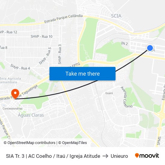 Sia Trecho 3 - Ac Coelho/Itaú to Unieuro map