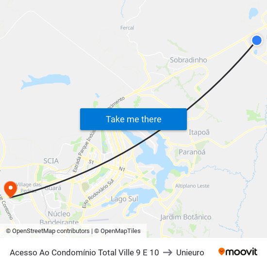 Acesso Ao Condomínio Total Ville 9 E 10 to Unieuro map