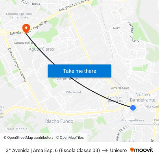 3ª Avenida | Área Esp. 6 (Escola Classe 03) to Unieuro map