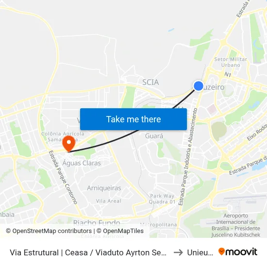 Via Estrutural | Ceasa / Viaduto Ayrton Senna to Unieuro map