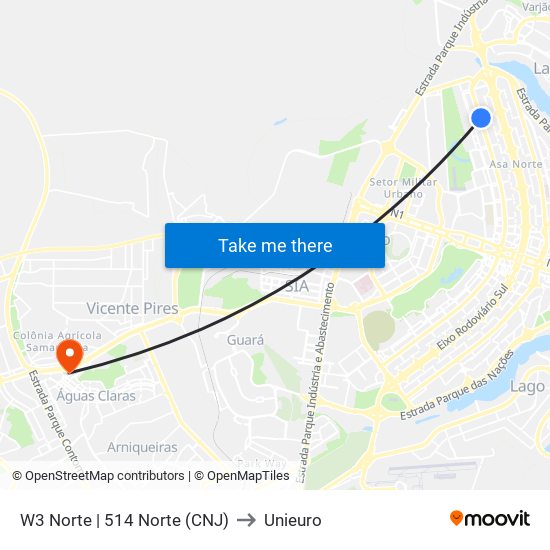 W3 Norte | 514 Norte (CNJ) to Unieuro map