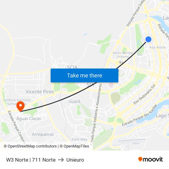 W3 Norte | 711 Norte to Unieuro map
