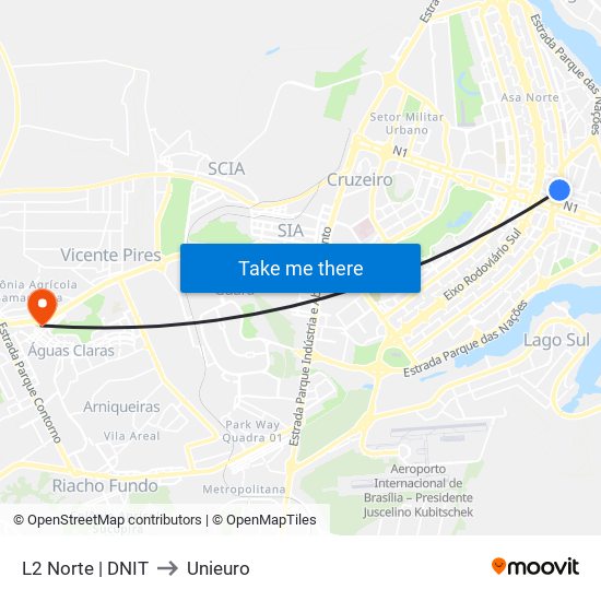 L2 Norte | DNIT to Unieuro map