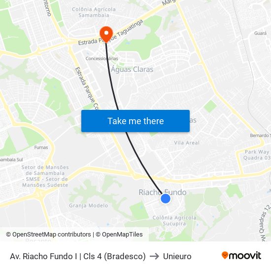 Av. Riacho Fundo I | Cls 4 (Bradesco) to Unieuro map
