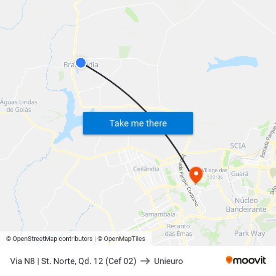 Via N8 | St. Norte, Qd. 12 (Cef 02) to Unieuro map