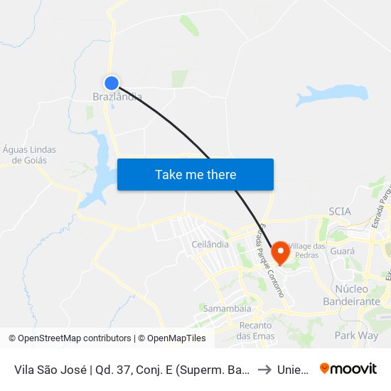 Vila São José | Qd. 37, Conj. E (Superm. Barbosa) to Unieuro map