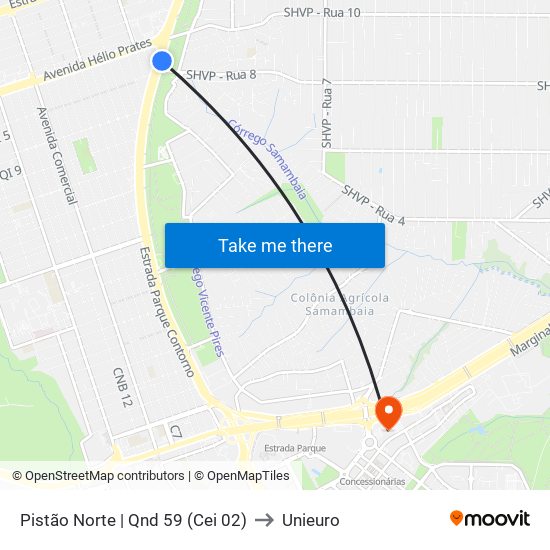 Pistão Norte | Qnd 59 (Cei 02) to Unieuro map