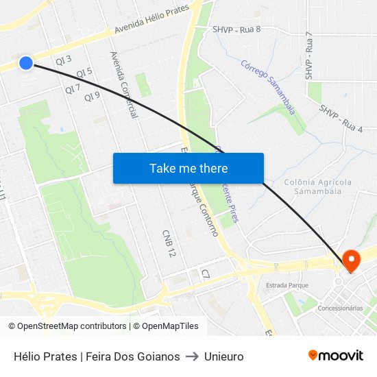 Hélio Prates | Feira Dos Goianos to Unieuro map