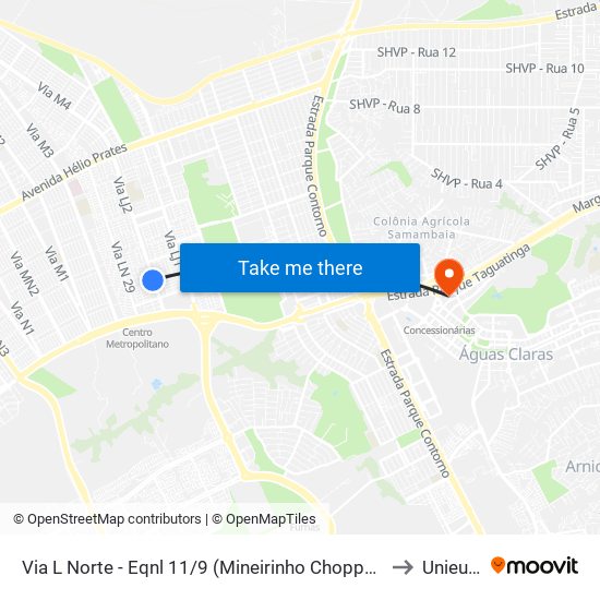 Via L Norte - Eqnl 11/9 (Mineirinho Chopperia) to Unieuro map