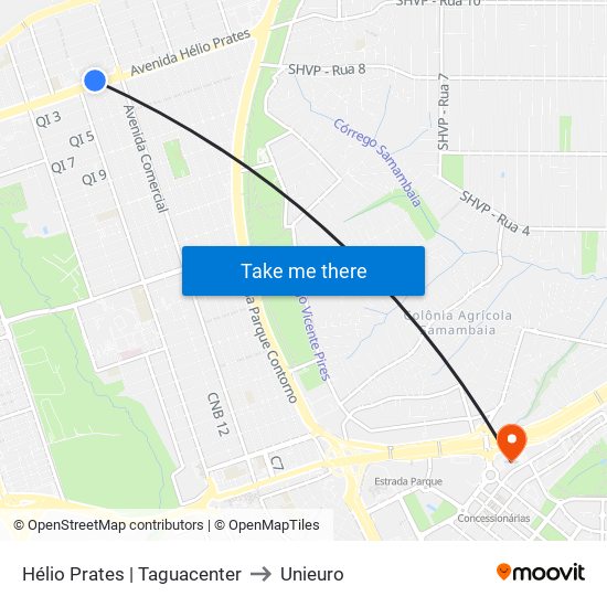 Hélio Prates | Taguacenter to Unieuro map