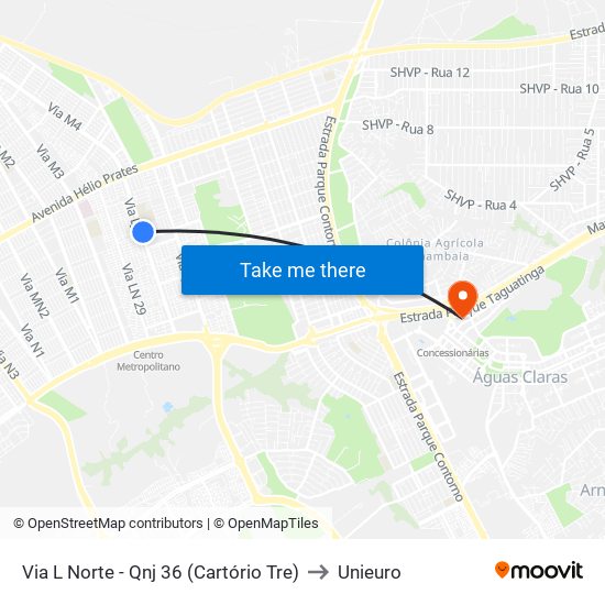 Via L Norte - Qnj 36 (Cartório Tre) to Unieuro map