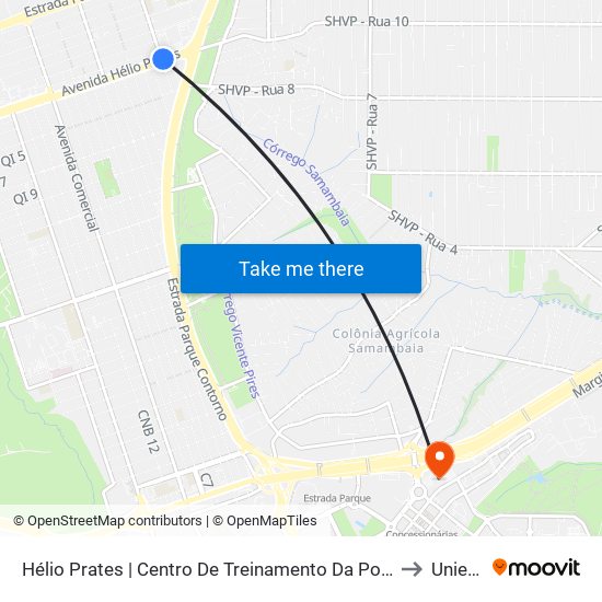 Hélio Prates | Centro De Treinamento Da Polícia Militar to Unieuro map