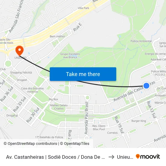 Av. Castanheiras | Sodiê Doces / Dona De Casa to Unieuro map