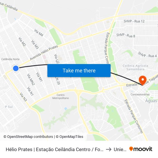 Hélio Prates | Estação Ceilândia Centro / Fort Atacadista to Unieuro map