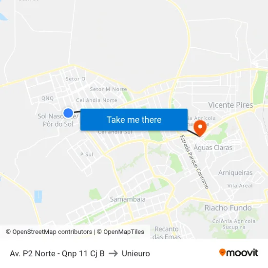 Av. P2 Norte - Qnp 11 Cj B to Unieuro map