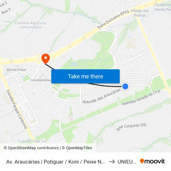 Av. Araucárias | Potiguar / Koni / Peixe Na Rede to UNIEURO map
