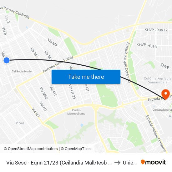 Via Sesc - Eqnn 21/23 (Ceilândia Mall/Iesb Ceilândia) to Unieuro map
