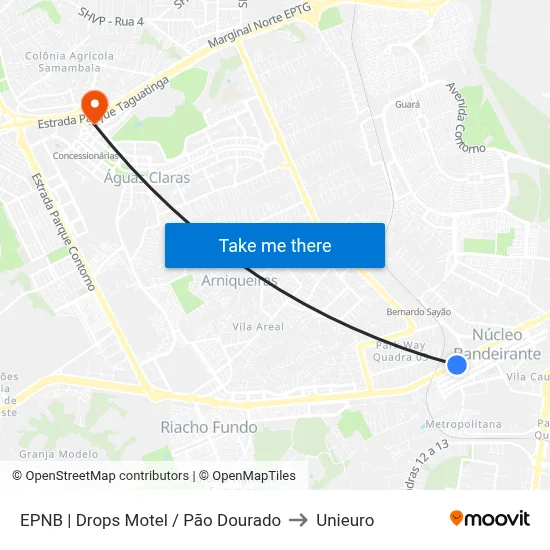 EPNB | Drops Motel / Pão Dourado to Unieuro map