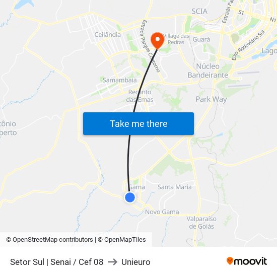 Setor Sul | Senai / Cef 08 to Unieuro map