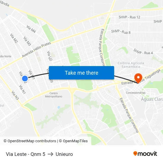 Via Leste - Qnm 5 to Unieuro map