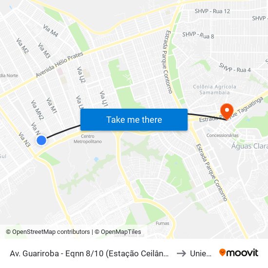 Av. Guariroba - Eqnn 8/10 (Estação Ceilândia Sul) to Unieuro map
