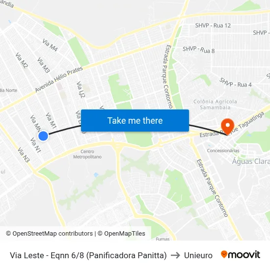 Via Leste - Eqnn 6/8 (Panificadora Panitta) to Unieuro map