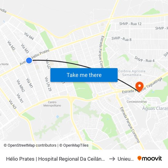 Hélio Prates | Hospital Regional Da Ceilândia to Unieuro map