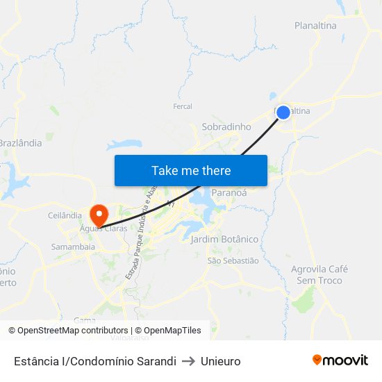 Estância I/Condomínio Sarandi to Unieuro map