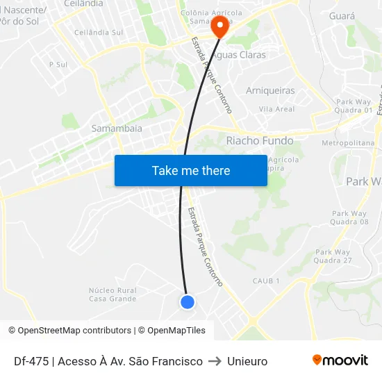 Df-475 | Acesso À Av. São Francisco to Unieuro map