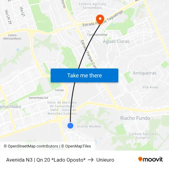 Avenida N3 | Qn 20 *Lado Oposto* to Unieuro map