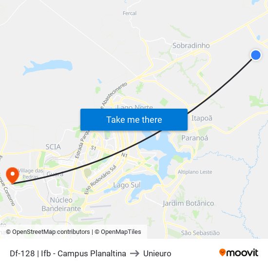 Df-128 | Ifb - Campus Planaltina to Unieuro map